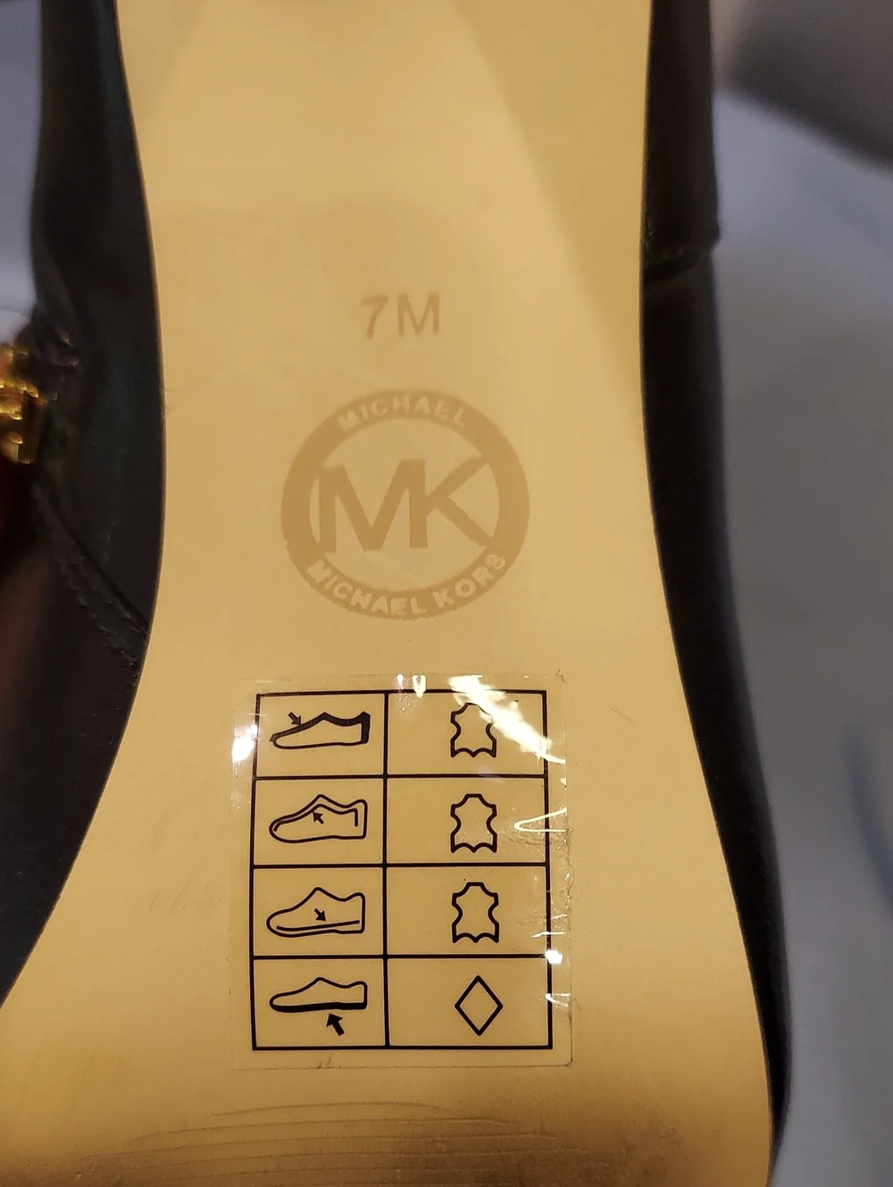 Michael Kors Black Leather High-Heel Ankle Booties w/Gold Zipper - Size 7